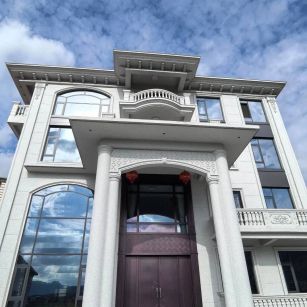 平凉白麻别墅外墙干挂石材效果示例