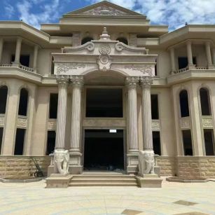 平凉 黄金麻别墅外墙干挂，大柱，大象，蘑菇石，雕花板