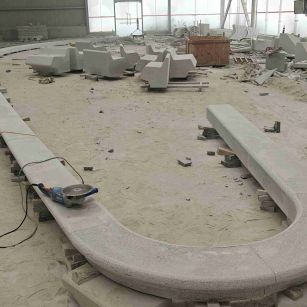 平凉 芝麻白花岗岩弧形花坛石，坐凳石