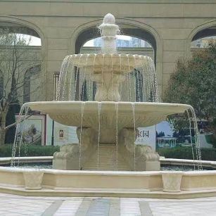 平凉 黄金麻花岗岩异型加工——户外庭院石雕流水喷泉