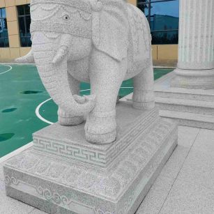 平凉 白麻花岗岩动物异形石雕-大象
