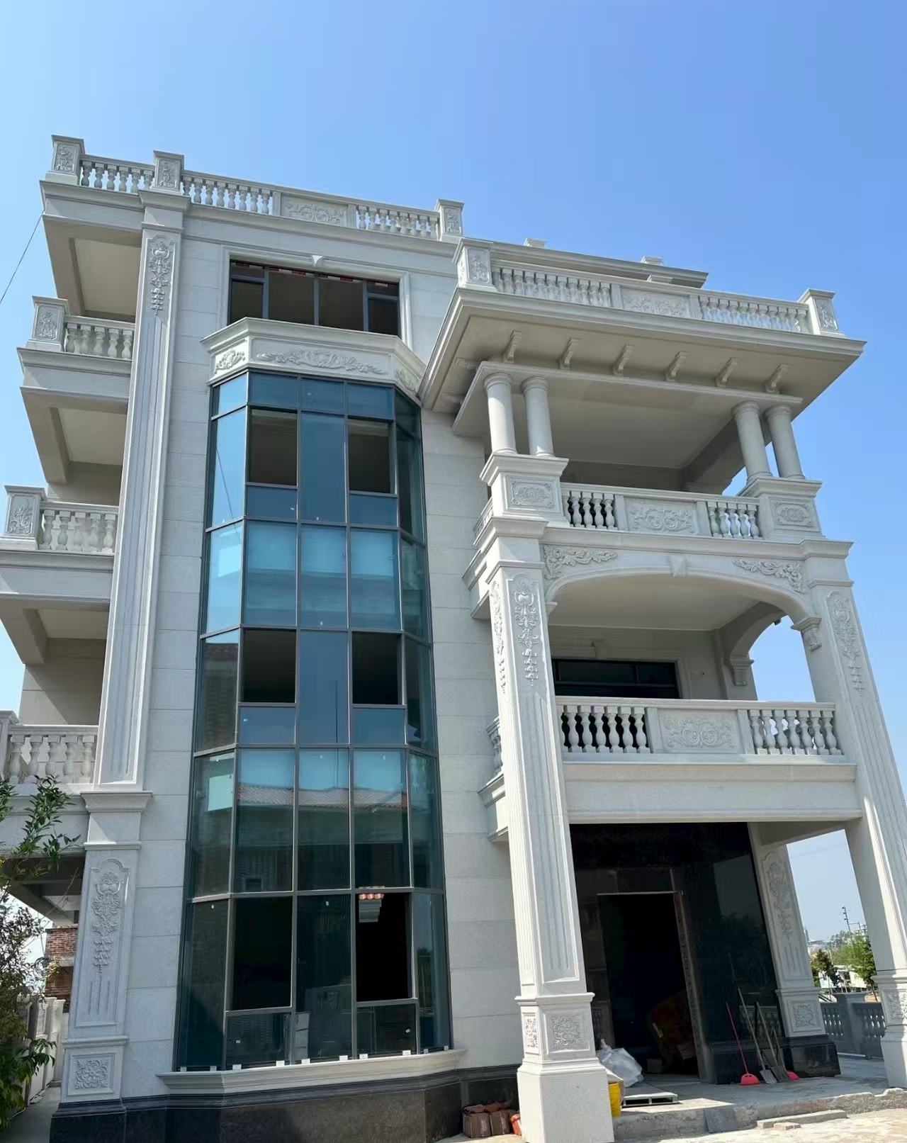 平凉 白麻花岗岩别墅外墙干挂效果展示